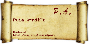 Puia Arnót névjegykártya